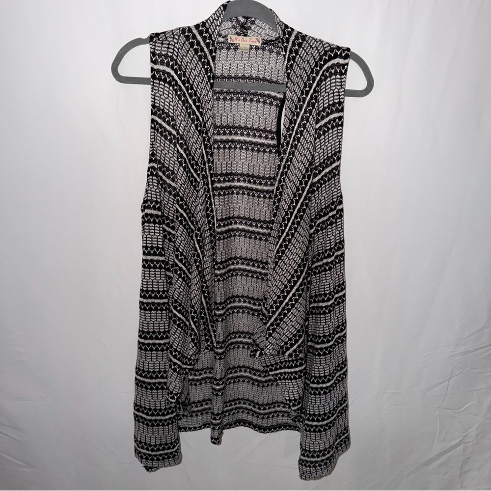 It's Our Time Black & White Crochet Vest